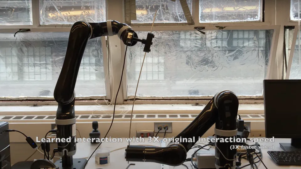 Data-Based Learning for Control of Elastic Interactions Between Robot and Workpiece